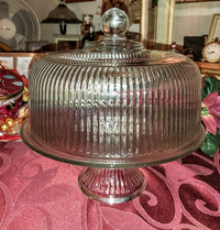Elegant Cake Plate Doubles as a Large Punch or Salad Bowl