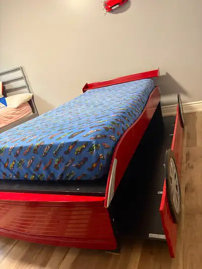 Wooden twin XL car bed with Trundle, View more