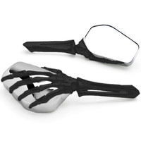 Black and Chrome Skeleton Hand Mirrors - Universal Motorcycle