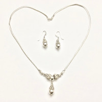 Vintage sterling silver 925 necklace & earrings drop