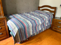 Sealy Posturepedic Twin Mattress & Vtg Wood Bed Frame