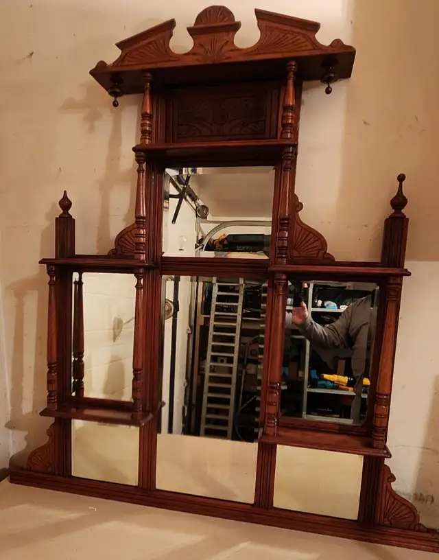 Beautiful Antique Parlor Mirror 6 Beveled Mirrors and 5 Shelves in Home Décor & Accents in Edmonton - Image 2