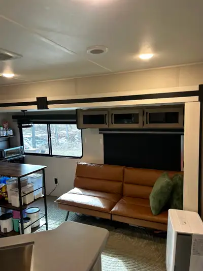 2024 puma destination trailer. We converted the “master bedroom” into a single bed for our son to ha...