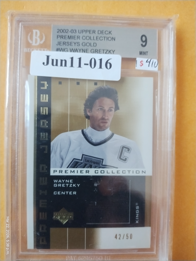 Jun11-016 $410 2002-03 Upper Deck Premier Collection Jerseys Wayne Gretzky Gold 25/50 HOF BGS 9 Mint...