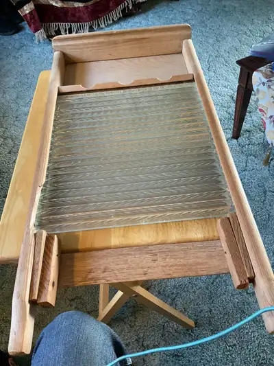 This washboard was made in the town of St. Thomas Ontario and is in nice shape. $40.00. Located in H...