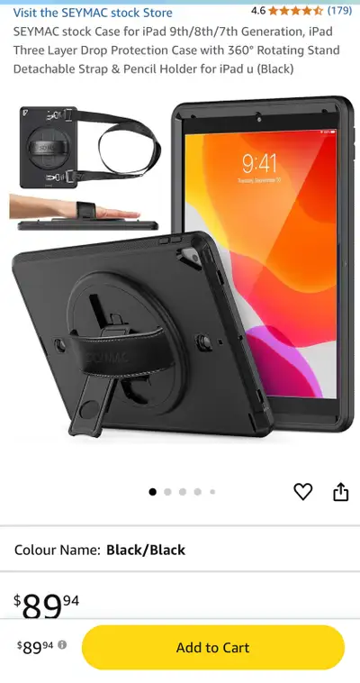 SEYMAC stock Case for iPad 9th/8th/7th Generation, iPad Three Layer Drop Protection Case with 360° R...