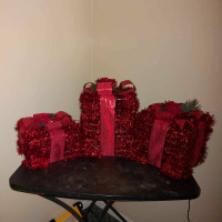 3 Pcs Set Red Garland Lighted Gift Boxes - $50.00 / Set