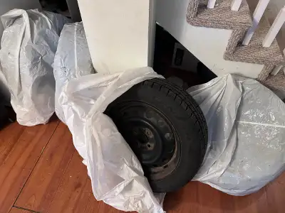 Winter tires, From retired older Honda fit, on rims, no known issues but purchase is as is.