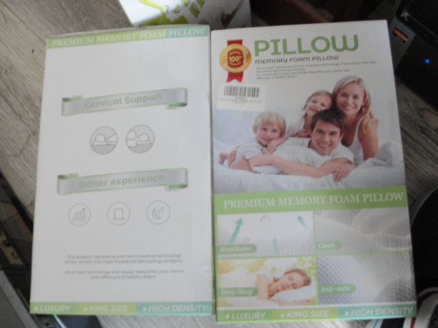 new 2 x Memory Foam Pillow King Size in Bedding in Peterborough