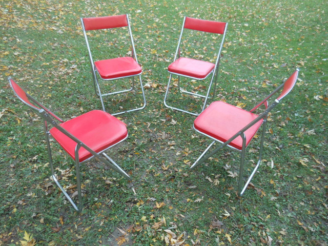 vintage 80$ pour  4 chaise pliante retro annee 60- dans Chaises, Fauteuils inclinables  à Longueuil/Rive Sud - Image 3