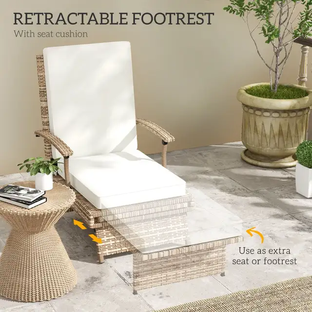 Outdoor Wicker Foldable Recliner Chair with Retractable Footrest in Patio & Garden Furniture in Markham / York Region - Image 11