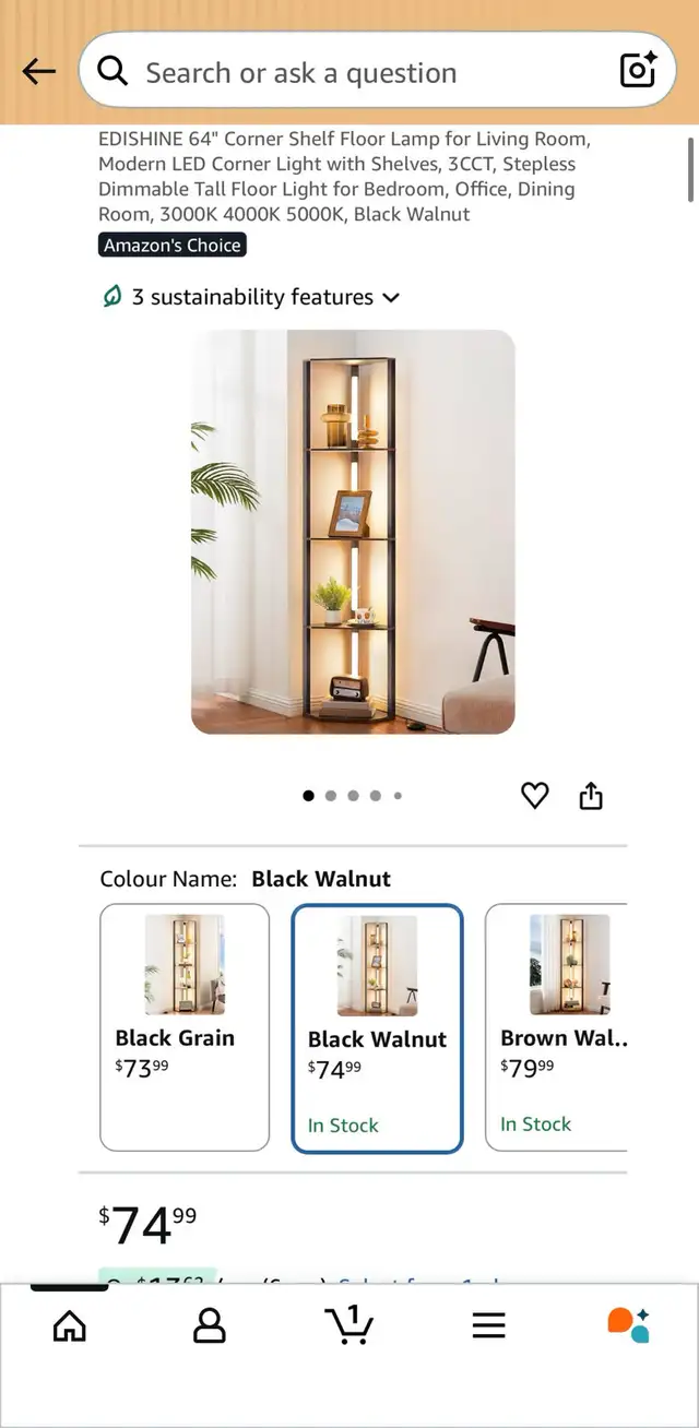 Modern LED Corner Floor Lamp with 4-Tier Shelves in Indoor Lighting & Fans in Oshawa / Durham Region - Image 10