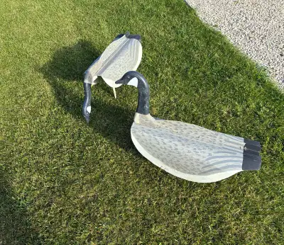 15 - Handmade family made painted goose decoys. Mid ‘40’s. Hours of labour carving heads, painting f...