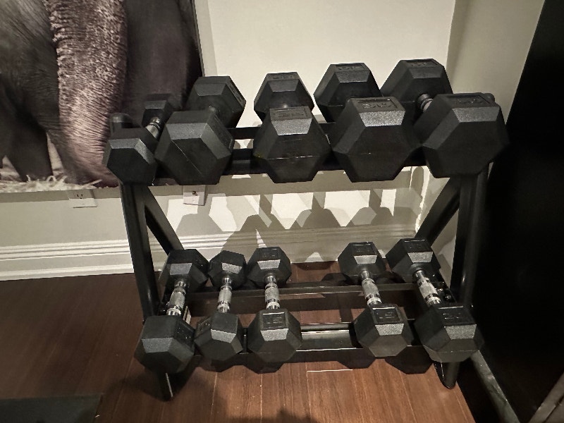 Tonic Performance 249.4kg (550lb)Hex Dumbbell Set with Rack Exercise