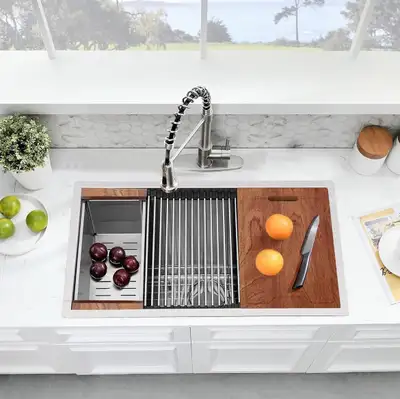 30" x 19" Stainless Steel Workstation Kitchen Sink, View more