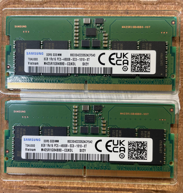 Samsung - Ensemble 16go mémoire vive (Ram) DDR5 4800MHz SODIMM L dans Composants de système  à Laval/Rive Nord
