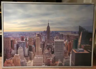 IKEA LARGE (40 INCHES X 55 INCHES) FRAMED PRINT NEW YORK WALL ART.