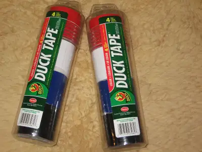 3 -Plastic tubes of 4 different colored duct tape Black, Blue, White, & Red $2.50 each 1.88 x 4 yard...