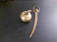 BRASS APPLE BELL AND BRASS LETTER OPENER BOTH PCS IN X-COND 