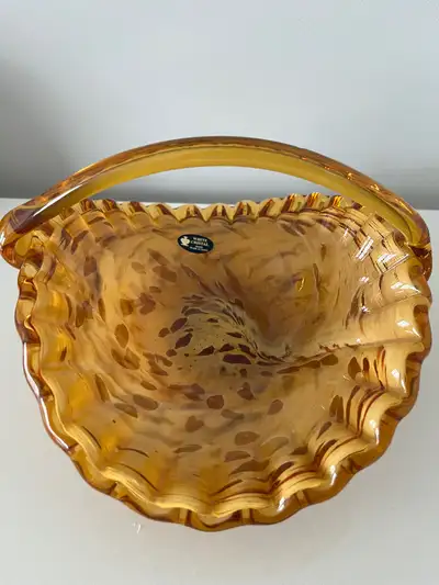 Murano - White Crystal - vintage crystal basket - Made in Italy, View more