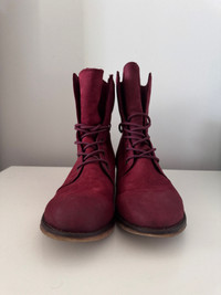 Ankle Red Leather Boots