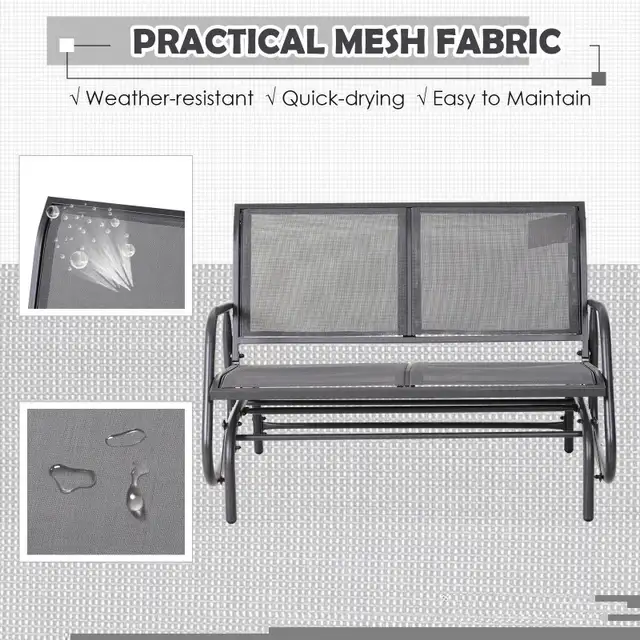 Patio Double Glider Outdoor Steel Sling Fabric Gliding Bench Gar in Patio & Garden Furniture in Markham / York Region - Image 8