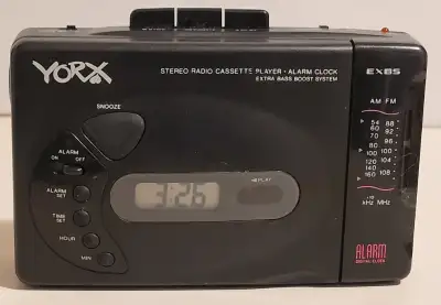 Vintage YORX Stereo Radio Cassette Player/Alarm Clock Walkman