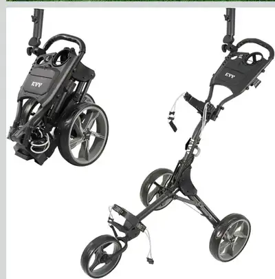 KVV 3 Wheel Golf Push Cart Ultra Lightweight Smallest Folding Size, New-Version Scorecard Holder Bra...