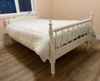 3/4 painted antique bed frame and mattress 