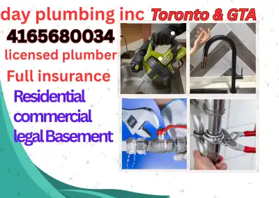 licensed plumber 4165680034 full insurance Toronto & GTA, View more