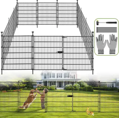 Garden Fence Panels with Gate 29ft(L) X 32in(H), Garden Fencing, View more