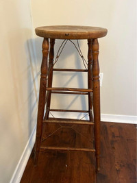 Vintage Solid Wood Stool For Repurposing/Refinishing AS IS