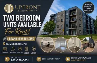 Modern 1 and 2 Bedroom bright and spacious units in convenient location close to all amenities. Laun...