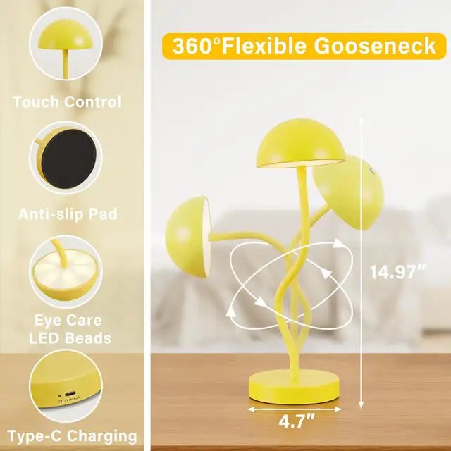 Cordless Mushroom Shape Rechargeable Table Lamp in Indoor Lighting & Fans in Markham / York Region - Image 5