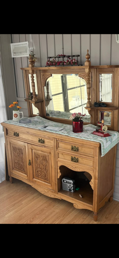 L@@k $200 Antique Oak Sideboard Hutch, View more