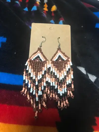 Beaded brown earrings, View more