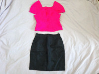 THAI SILK Skirt and Top party dress pink top small black dress