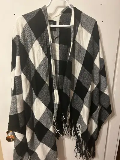 Ardene Plaid Blanket Shawl in Black/White OSFA, View more