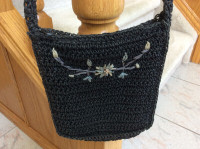 Blue Straw Raffia Purse