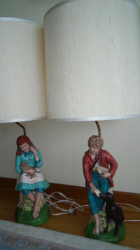 Antique Italian porcelain lamps.