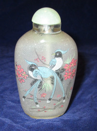 Vintage Reverse Painted Signed Opium/Snuff Bottle