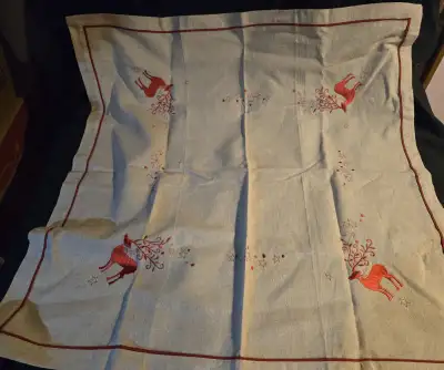 Christmas Tablecloth with Embroidered Reindeer, View more