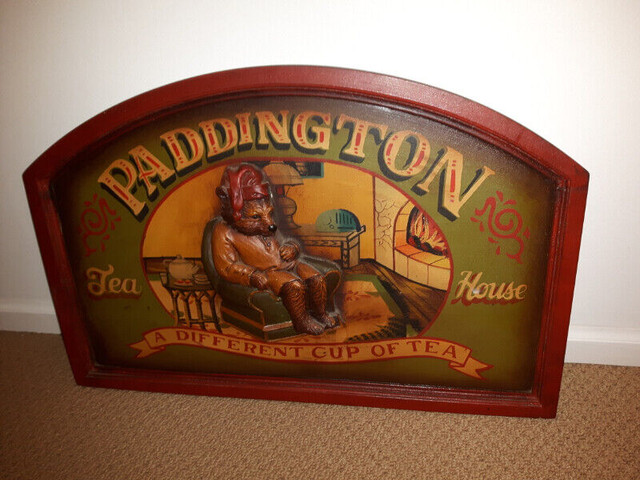 Rare ~ Paddington Bear Tea House 3-D Bear Wood Sign in Arts & Collectibles in Vancouver