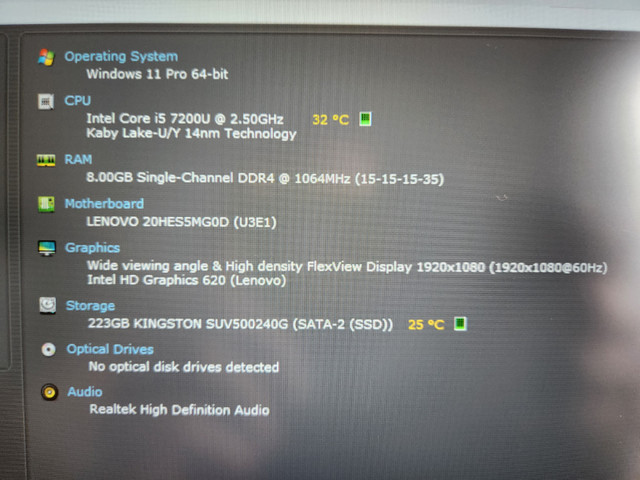 Laptop Lenovo Thinkpad T470 | Intel Core I5 | 8 Gb RAM | SSD 240 dans Portables  à Laval/Rive Nord - Image 2
