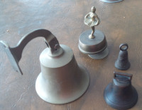 7 Pc Brass 4 Bells, 1 Ballerina Music Figurine, Pr. Candlesticks