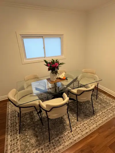6 Chairs + Glass Dining Room Table , View more