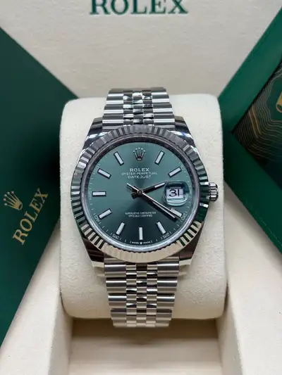 2026 Rolex Datejust 41mm Mint Green Steel Jubilee Fluted, View more