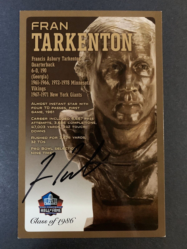 Fran Tarkenton Autographed Bust Card! in Arts & Collectibles in Windsor Region