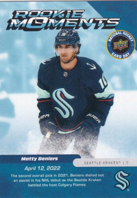 MATTY BENIERS ... ROOKIE MOMENTS … 2023 National Hockey Card Day