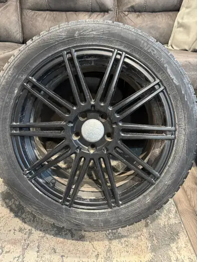 4 rims and all weather tires. All in good condition. One missing center cap. 245/45/R18, 5x 114.3 +3...